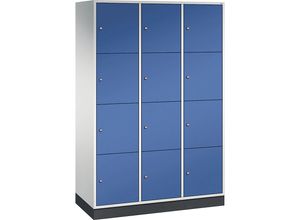 4025314702132 - INTRO Stahl-Schließfachschrank Fachhöhe 435 mm BxT 1220 x 500 mm 12 Fächer Korpus lichtgrau Türen enzianblau 4025314702132 - INTRO Stahl-Schließfachschrank Fachhöhe 435 mm BxT 1220 x 500 mm 12 Fächer Korpus lichtgrau Türen enzianblau
