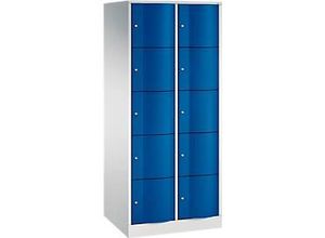 4025314714692 - C+P XL-Schließfachschrank Resisto H1950xB772xT640 Korpus Lichtgrau Türen Enzianblau 2 Abteile 10 Fächer