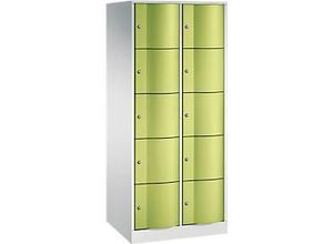 4025314714708 - C+P XL-Schließfachschrank Resisto H1950xB772xT640 Korpus Lichtgrau Türen Viridingrün 2 Abteile 10 Fächer