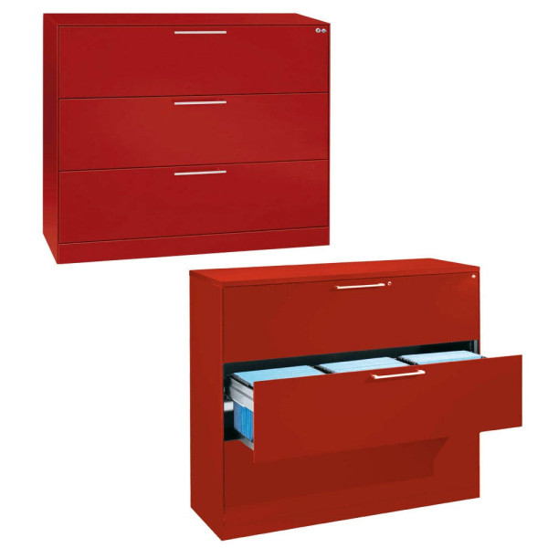 4025314958997 - CP C 3000 Asisto Hängeregistraturschrank feuerrot 3 Schubladen 1200 x 435 x 1010 cm