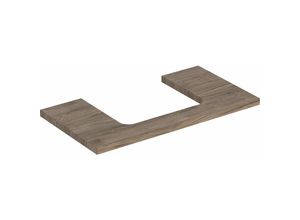 4025410936738 - Geberit one Waschtischplatte Ausschnitt mittig für Aufsatzwaschtisch 90x3x47cm 50528300 Farbe Nussbaum hickory  Melamin Holzstruktur