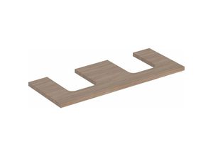 4025410937841 - Geberit one Waschtischplatte Ausschnitt zweifach für Aufsatzwaschtisch Schalenform 120x3x47cm 50533500 Farbe Eiche   Melamin Holzstruktur