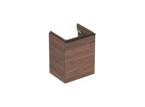 4025416354444 - Geberit Smyle Square Handwaschbecken Unterschrank 500364 492x617x406mm mit 1 Tür linksöffnend Farbe Nussbaum hickory  Melamin Holzstruktur