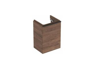 4025416363170 - Geberit Smyle Square Handwaschbecken Unterschrank 500350 442x617x356mm mit 1 Tür rechtsöffnend Farbe Nussbaum hickory  Melamin Holzstruktur