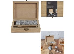 4025473104082 - Box mit 10 Whiskysteinen und Zange Edle Holz-Geschenkbox echte Mineralsteine