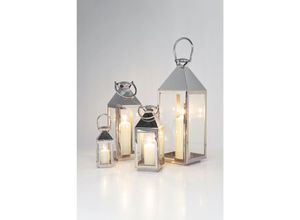 4025621313557 - Laterne Giardino Silver Edelstahl (4er Set) Bodenlaterne Dekolaterne Silber 31355 - Kare Design
