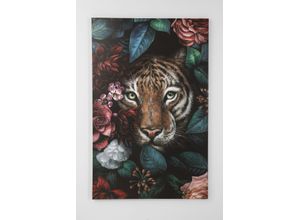 4025621538264 - KARE DESIGN Bild TIGER IN FLOWER (BH 90x140 cm) BH 90x140 cm bunt Kunstdruck Gemälde Wandbild