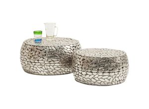 4025621829768 - Design Couchtisch Pebbles Deluxe Silber (2er-Set) 82976