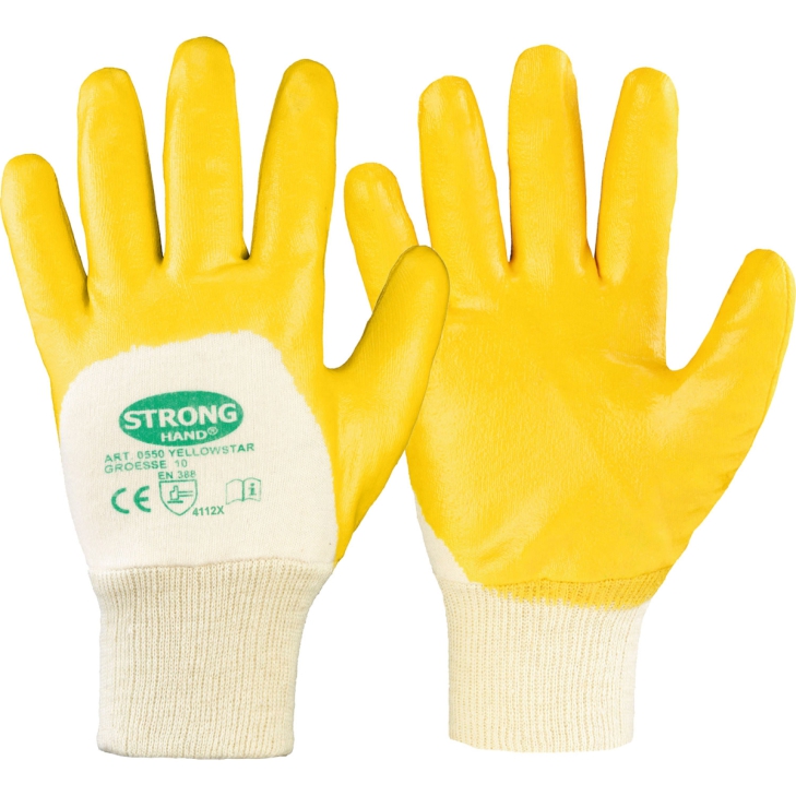 4025888162844 - Stronghand® Nitril-Handschuhe YELLOW STAR EN 388 Kat II mit Strick