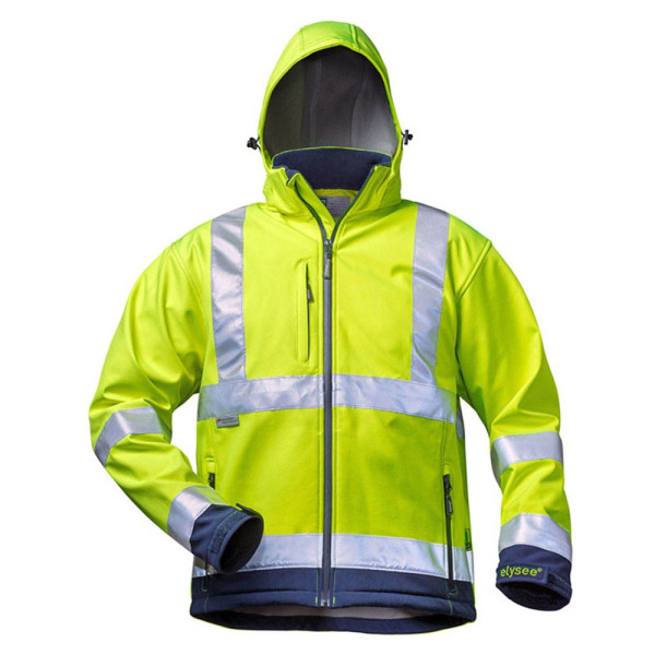 4025888225099 - Warnschutz-Softshelljacke liam Größe m fluoreszierend gelb marine - Elysee