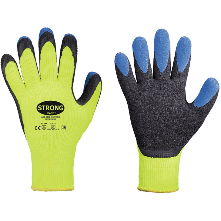 4025888248012 - - forster Handschuhe ® Schrumpf-Latex Finger NeonGelb Schwarz Blau Gr8