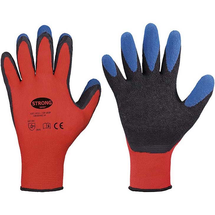 4025888248098 - Helmut Feldtmann Gmbh - Handschuhe Tip Grip Gr10 rot schwarz blau en 388 psa ii strongha