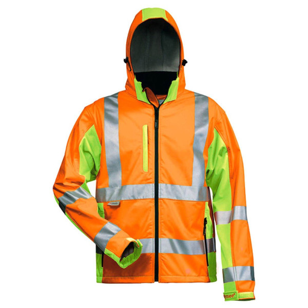 4025888255546 - - hoss Warnschutz-Softshelljacke Orange   Gelb en iso 20471 3 GrXL