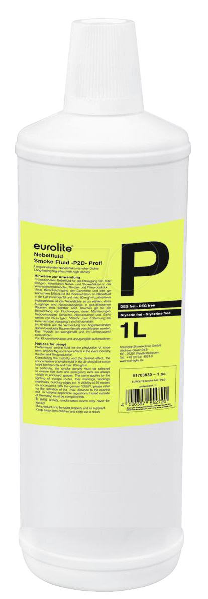 4026397552720 - EURO 51703830 - Smoke Fluid P2D Standard  für Nebelmaschinen 1 l