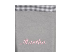 4026411031408 - Personalisierte Baby-Kuscheldecke grau (Stickfarbe apfelgrün)