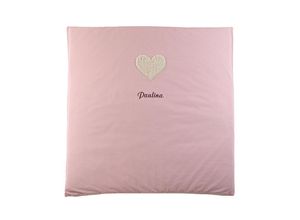 4026411553573 - Personalisierte Krabbeldecke HERZ rosa (Farbe wollweiss)