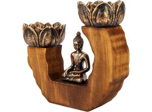 4026411706726 - Teelichthalter Buddha aus Holz