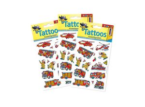 4026477070199 - Lutz Mauder Verlag Klebetattoo-Bogen TAPIRELLA - FEUERWEHR (A6) 3er Set