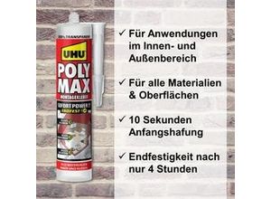 4026700472356 - Poly Max Montagkleber Sofort Power 300g 10 Sekunden transparent Kartusche 300g