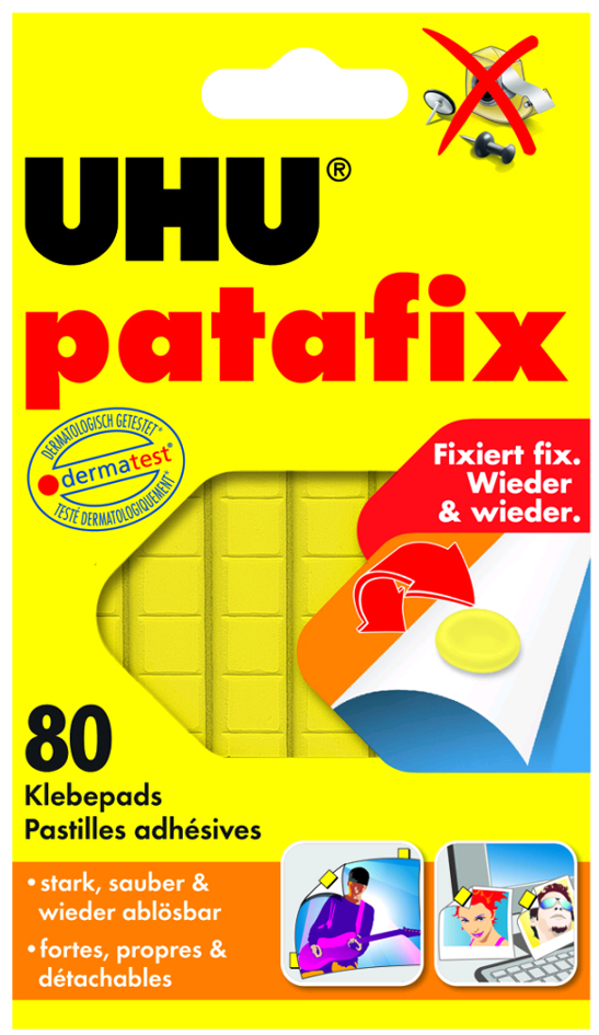 4026700501407 - 12 x Uhu Klebepads patafix Original gelb VE=80 Stück