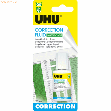 4026700504552 - 6 x Uhu Korrekturfluid Correction Fluid auf Wasserbasis 20 ml weiß