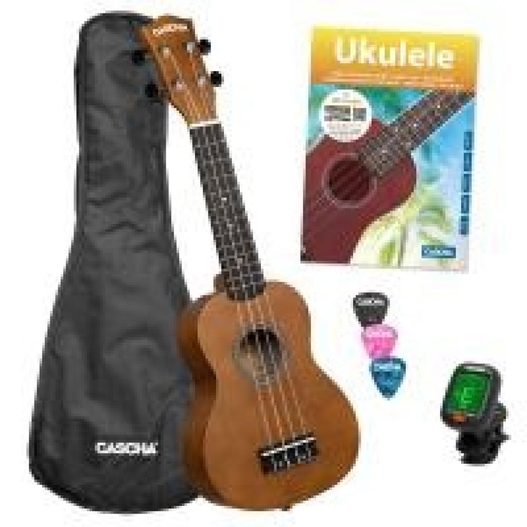 4026929919663 - Soprano Ukulele Linden Set (incl incl 4 languages Method (DE EN FR ES) Bag unpadded 3 Picks Tuner) **