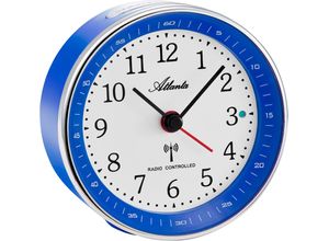 4026934186852 - Funkwecker ATLANTA Wecker silberfarben (blau silberfarben) ideal für Reisen Geschenkidee Beleuchtung Weckwiederholung analog