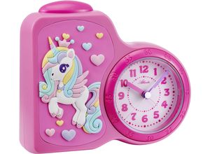 4026934214517 - Kinderwecker ATLANTA rosa (rosa pink) Wecker Kinder ideal für Reisen Geschenkidee Beleuchtung Herz Einhorn analog