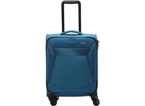 4027002083875 - travelite 4-Doppelrollen-Trolley Polyester Teleskopstange Zahlenschloss blau