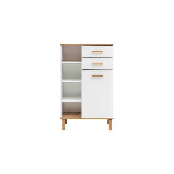 4027181107119 - Badschrank Padua 142177 weiß glanz eiche landhaus 670 x 350 x 1145 cm