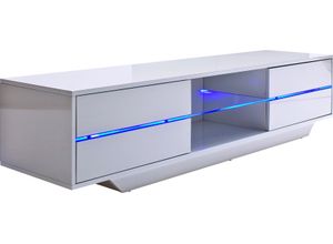 4027207034818 - Lowboard MCA FURNITURE Blues Sideboards Gr B H T 160 cm x 36 cm x 40 cm weiß (weiß hochglanz) Lowboards mit LED Beleuchtung hochglanz