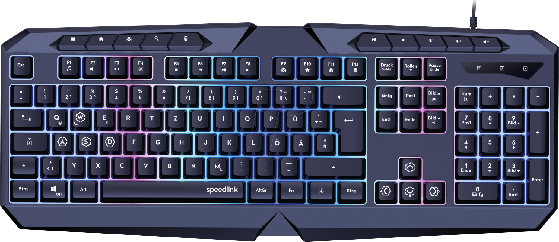 4027301322170 - SPEEDLINK LUDICIUM RGB Rainbow Gaming Keyboard black - DE Layout