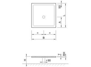 4027386180153 - Koralle Duschwanne T700 100 100 Acryl quadratisch 1000x1000x25 weiß VN151100100201