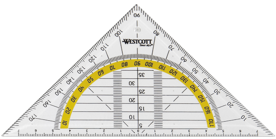 4027521512160 - WESTCOTT Geodreieck Hypotenuse 140 mm transparent