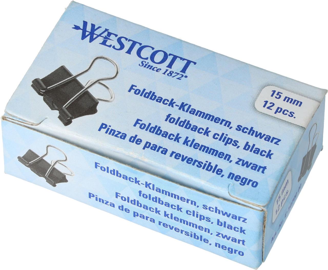 4027521517042 - 12 WESTCOTT Foldbackklammern schwarz 15 cm