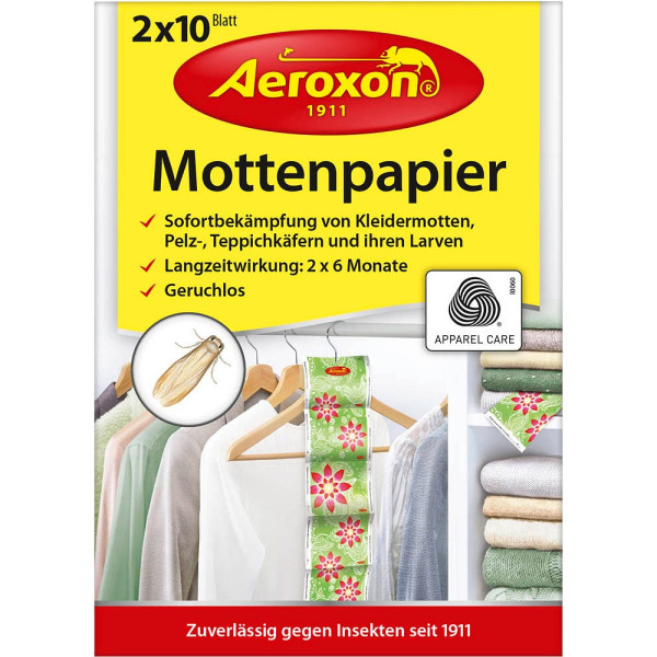 4027600454411 - Aeroxon Mottenpapier Inhalt 2 x 10 Blatt