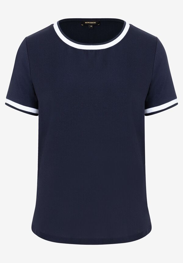 4027819883293 - Blusenshirt mit Kontrastabschlüssen marine weiß Frühjahrs-Kollektion