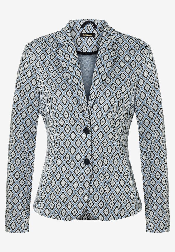 4027819883842 - MORE & Blazer Reverskragen Jacquardmuster für Damen blau 46