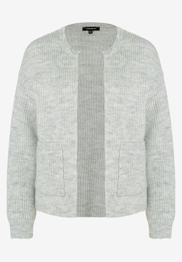4027819944017 - Rippen-Strickjacke grau melange Herbst-Kollektion 4027819944017 - Rippen-Strickjacke grau melange Herbst-Kollektion
