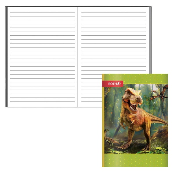 4028279491165 - ROTH Schulheft T-Rex Welt Lineatur 51 liniert DIN A6 ohne Rand 32 Blatt 1 St
