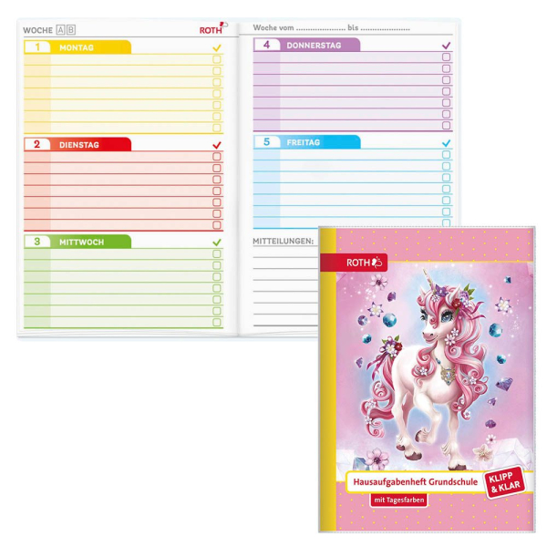 4028279825038 - Hausaufgabenheft 89490 Klipp & Klar Hausaufgaben   liniert A5 rosa 4028279825038 Roth