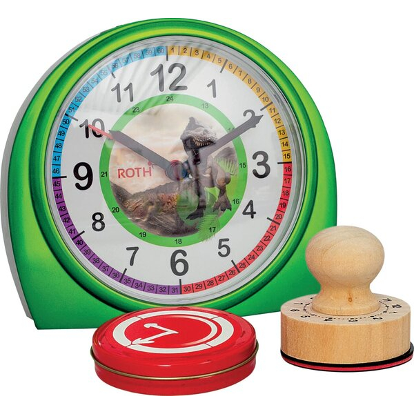 4028279892719 - Lernwecker mit Stempelset ohne Batterien Tyrannosaurus grün 4028279892719 Roth