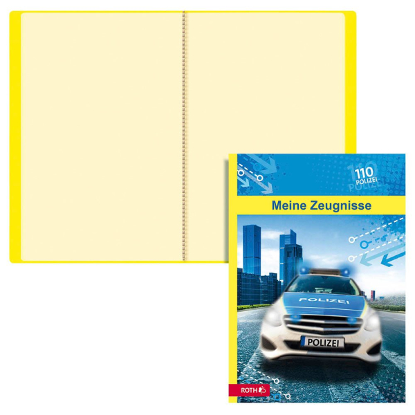 4028279893433 - ROTH Zeugnismappe Polizeit 27940cm (110) DIN A4 mit Design inkl 10 PP-Hüllen mit Aufdruck Meine Zeugnisse auf dem - 1 Stück (89343) 4028279893433 - ROTH Zeugnismappe Polizeit 27940cm (110) DIN A4 mit Design inkl 10 PP-Hüllen mit Aufdruck Meine Zeugnisse auf dem - 1 Stück (89343)