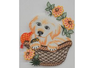 4028298189470 - Fensterbild STICKEREIEN PLAUEN Golden Retriver Fensterbilder Gr B L 20 cm x 26 cm braun (braun weiß hellbraun) Fensterdekoration Dekohänger