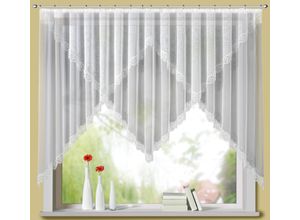 4028298290787 - Gardine STICKEREIEN PLAUEN Sahra Gardinen Gr 145 cm Kräuselband 600 cm weiß Kräuselband veredelt mit echter Plauener Spitze Stickerei