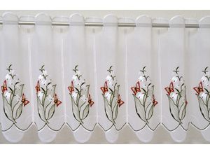 4028298290862 - Scheibengardine »Maiglöckchen« (1 St) veredelt mit echter Plauener Spitze Stickerei