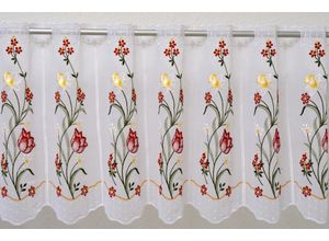 4028298290992 - Scheibengardine »Tulpe« (1 St) veredelt mit echter Plauener Spitze Stickerei