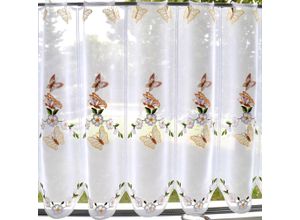 4028298297052 - Scheibengardine STICKEREIEN PLAUEN Schmetterling Gr 1 bunt B95cm H30cm Voile Polyester Gardinen