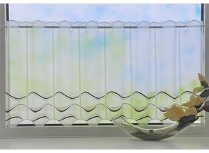 4028298307171 - Scheibengardine STICKEREIEN PLAUEN Welle Gr 1 rot (bordeaux weiß) B95cm H90cm Voile Polyester Gardinen