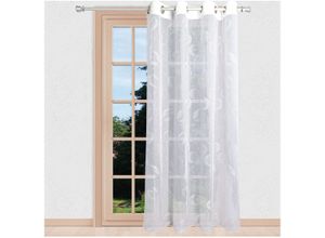 4028298317330 - Gardine STICKEREIEN PLAUEN Filia Gardinen Gr 245 cm Ösen 300 cm weiß Ösen